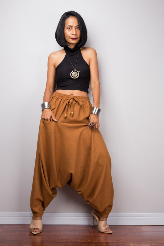 Brown unisex harem pants