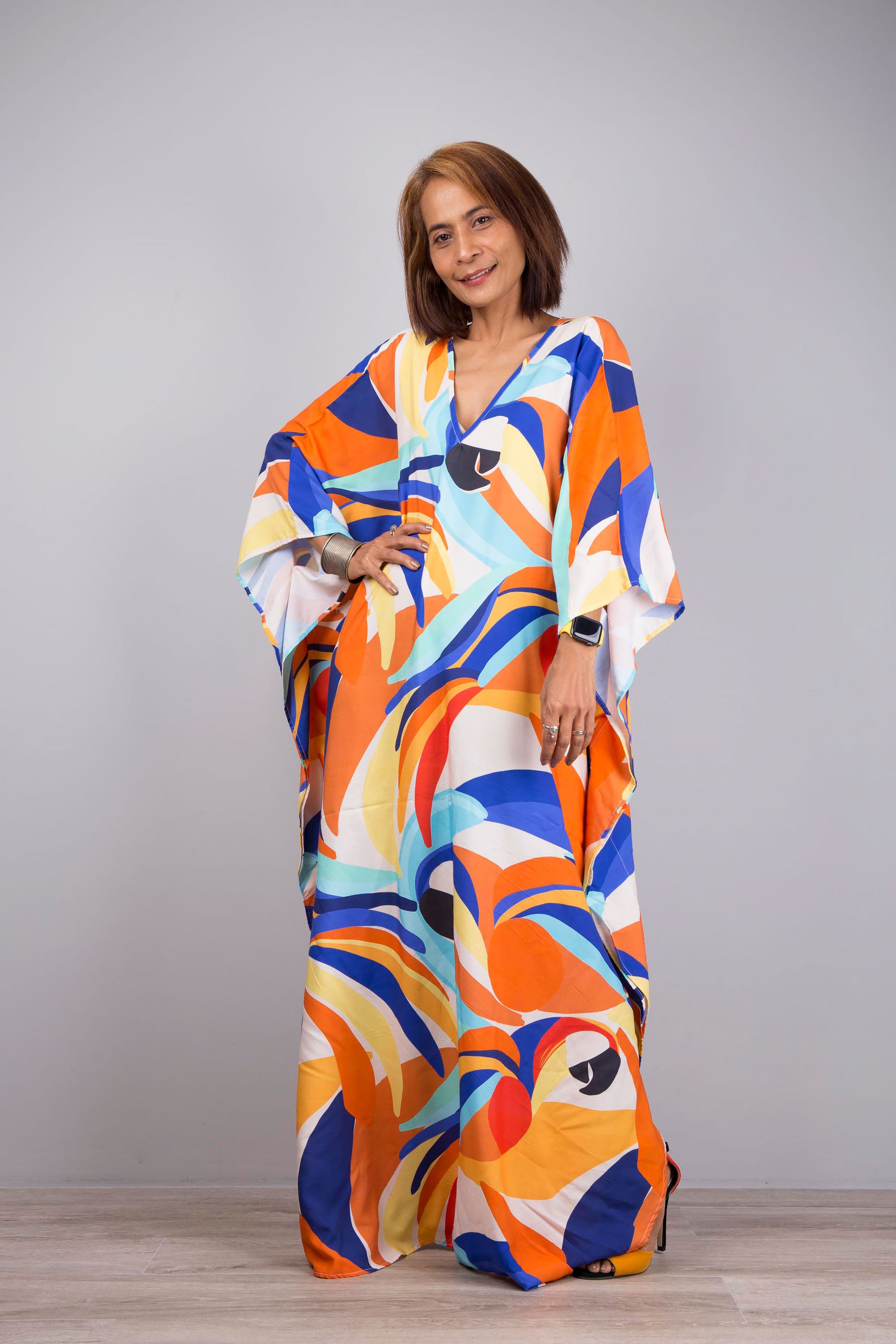 Comfortable Boho Chic Kaftan Dress for Evening Wear in warm climate 