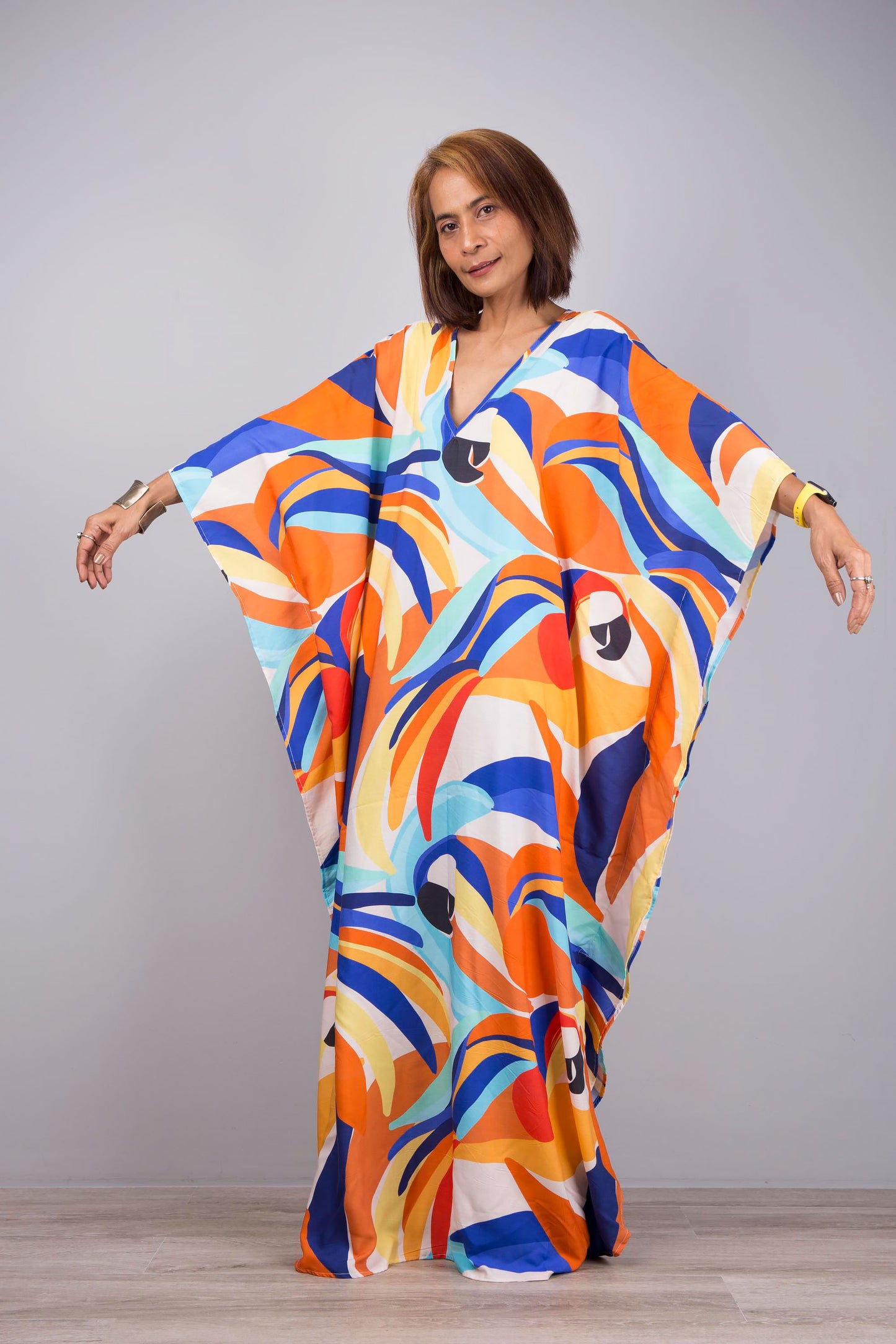 Stylish Ankle-Length Kaftan Dress with Loose Fit for Women