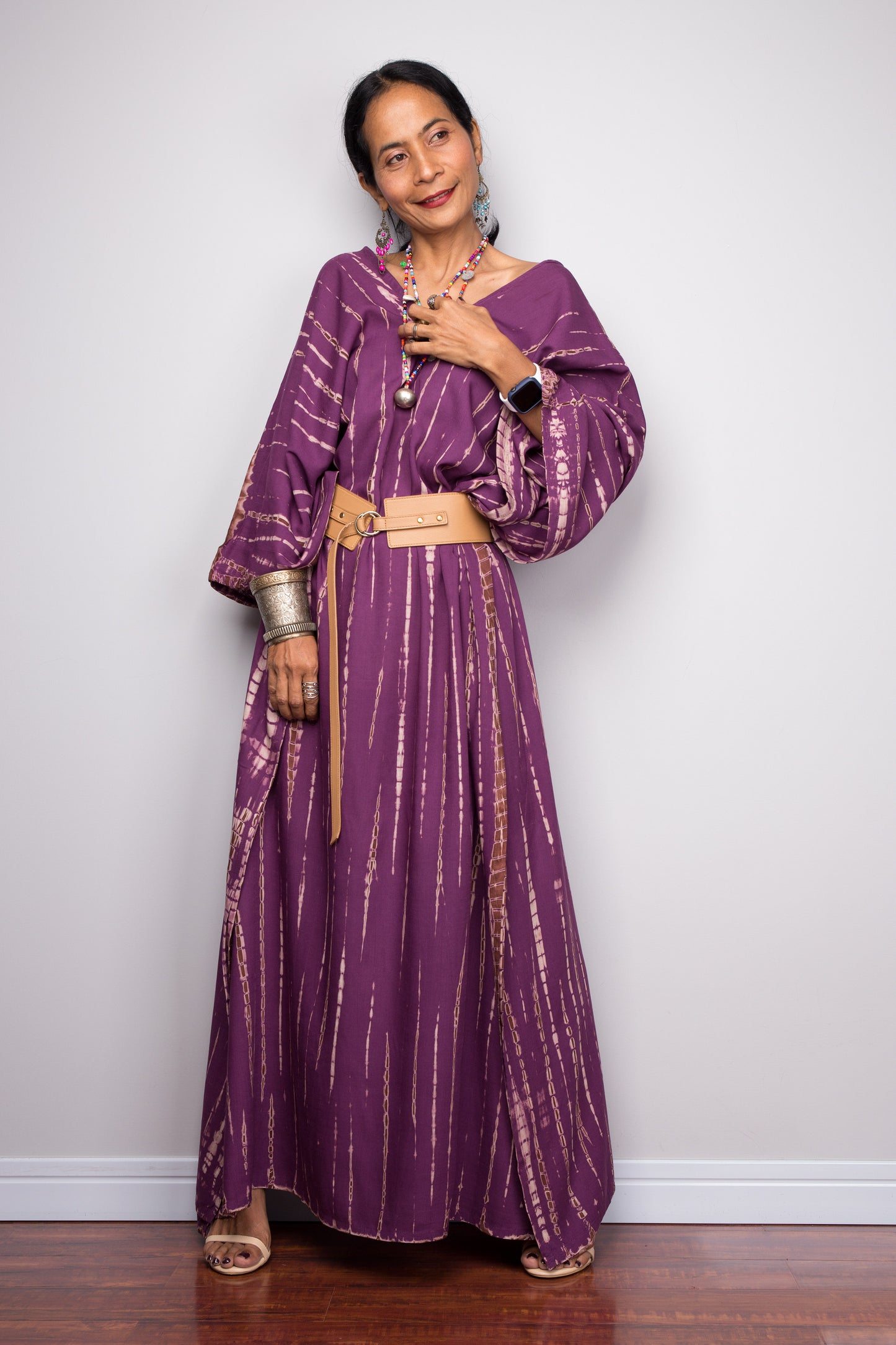 Purple tie dye kaftan