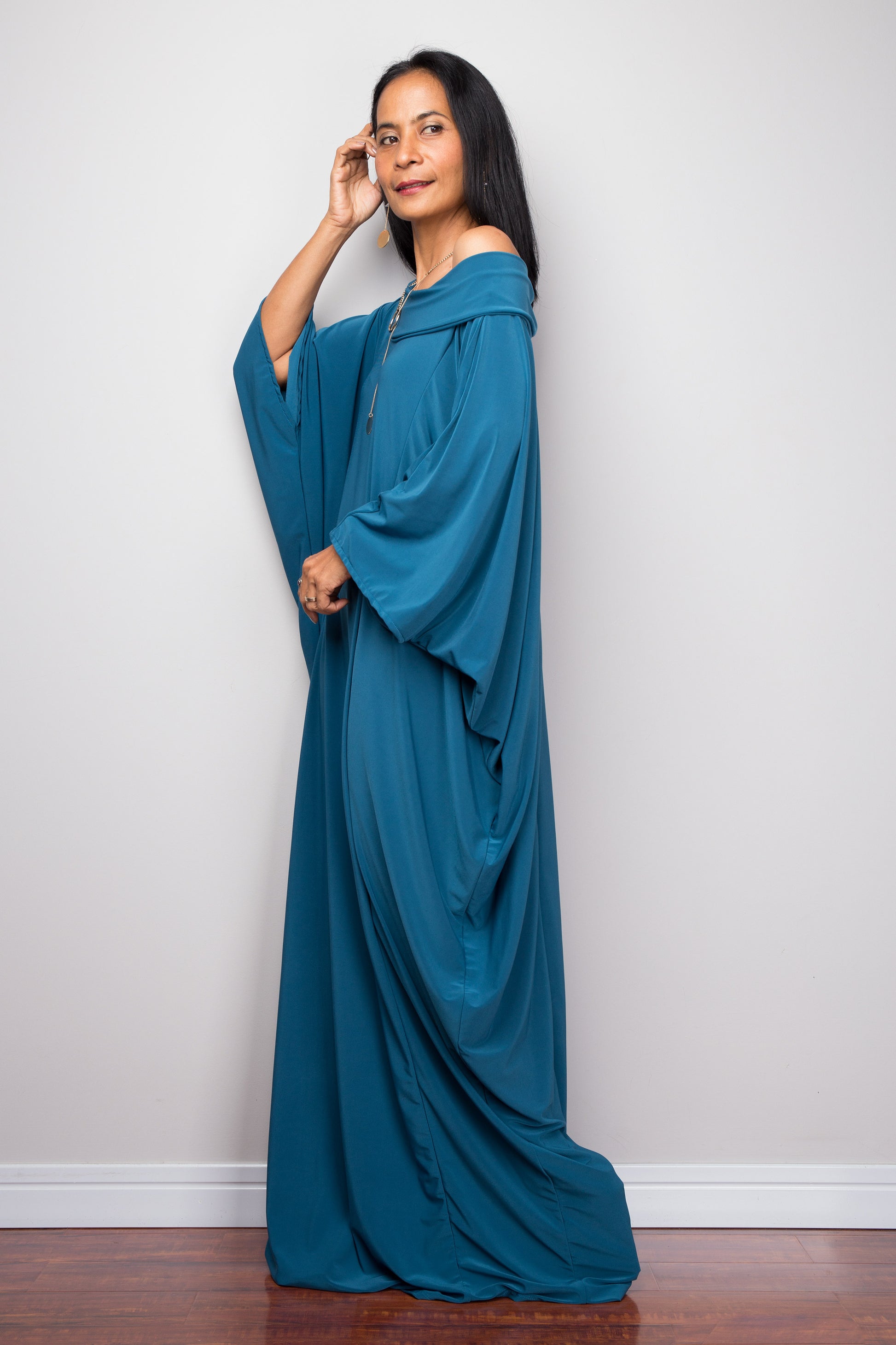 Buy Kaftan dresses online. Modest Kimono kaftan frock dress by Nuichan