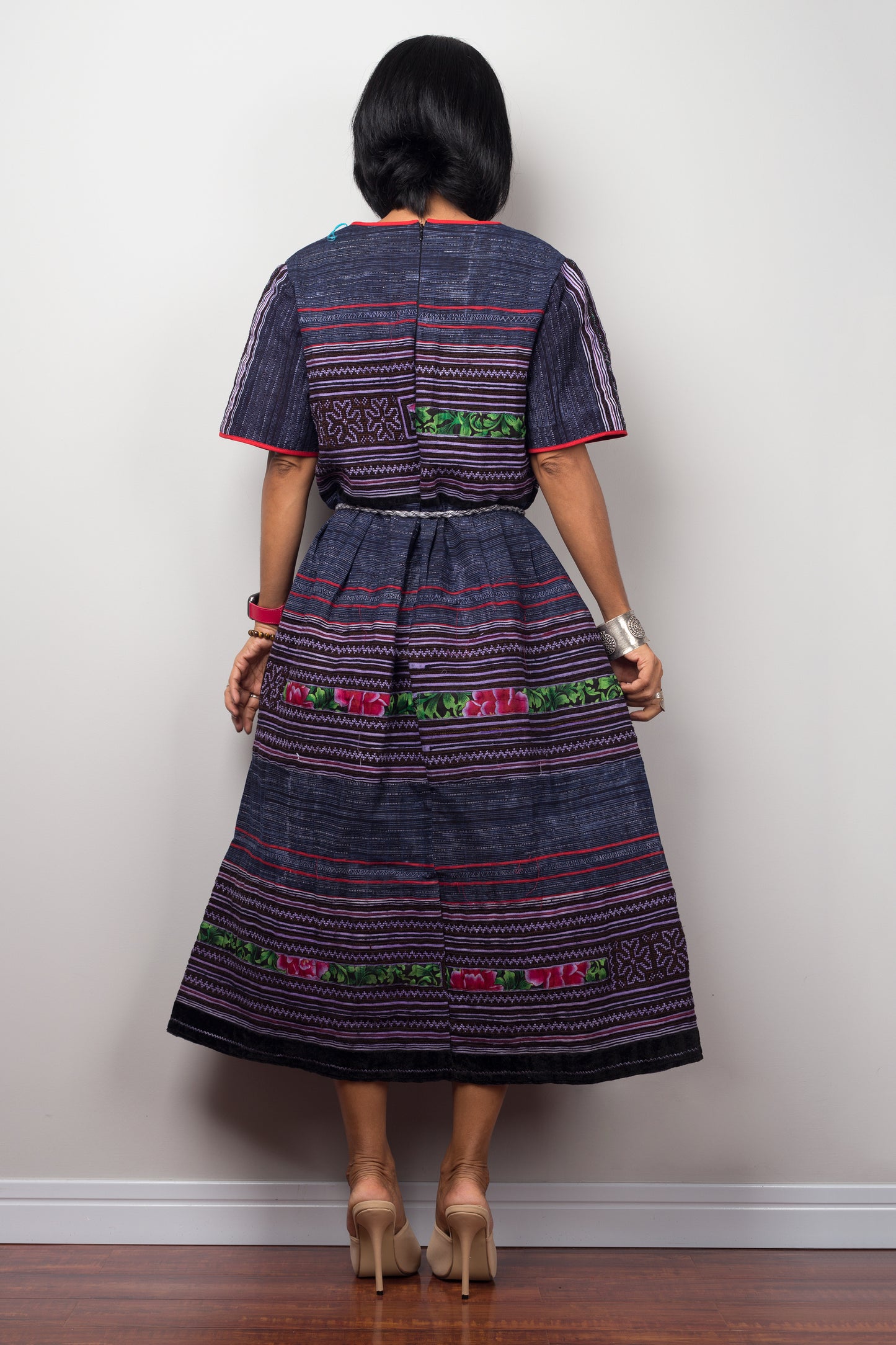 hill tribe dress with batik and embroidery by Nuichan