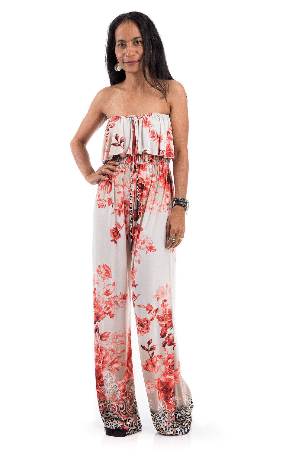 Floral Jumpsuit - Halter top jumpsuit