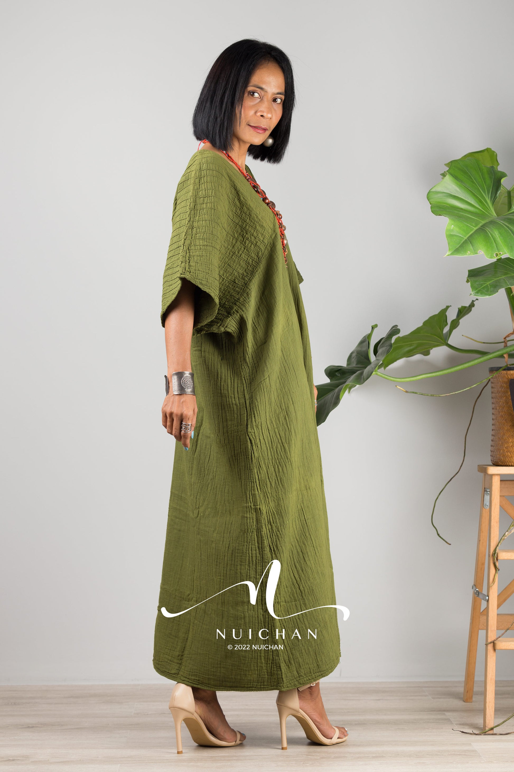 Nuichan women's cotton kaftan dress | Lightweight summer dress