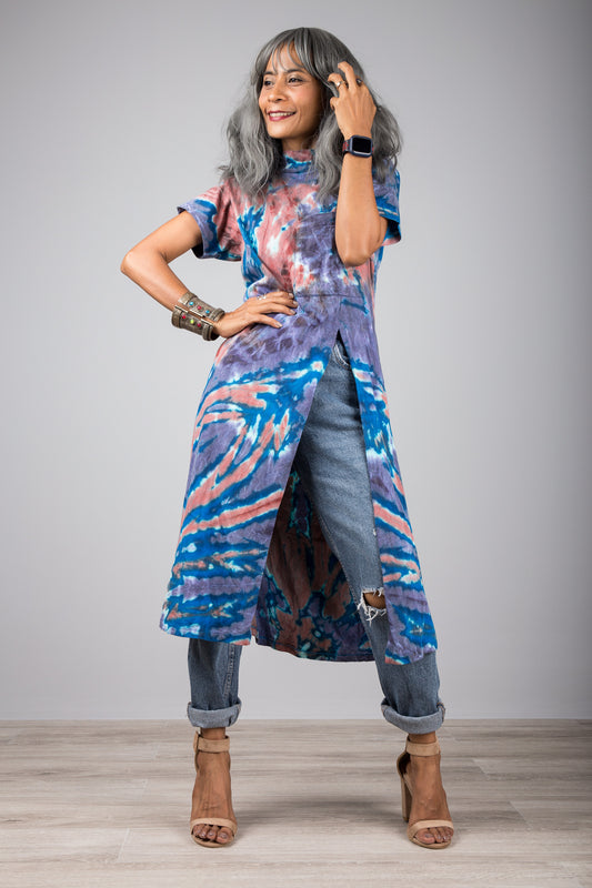 Tie dye dress with split