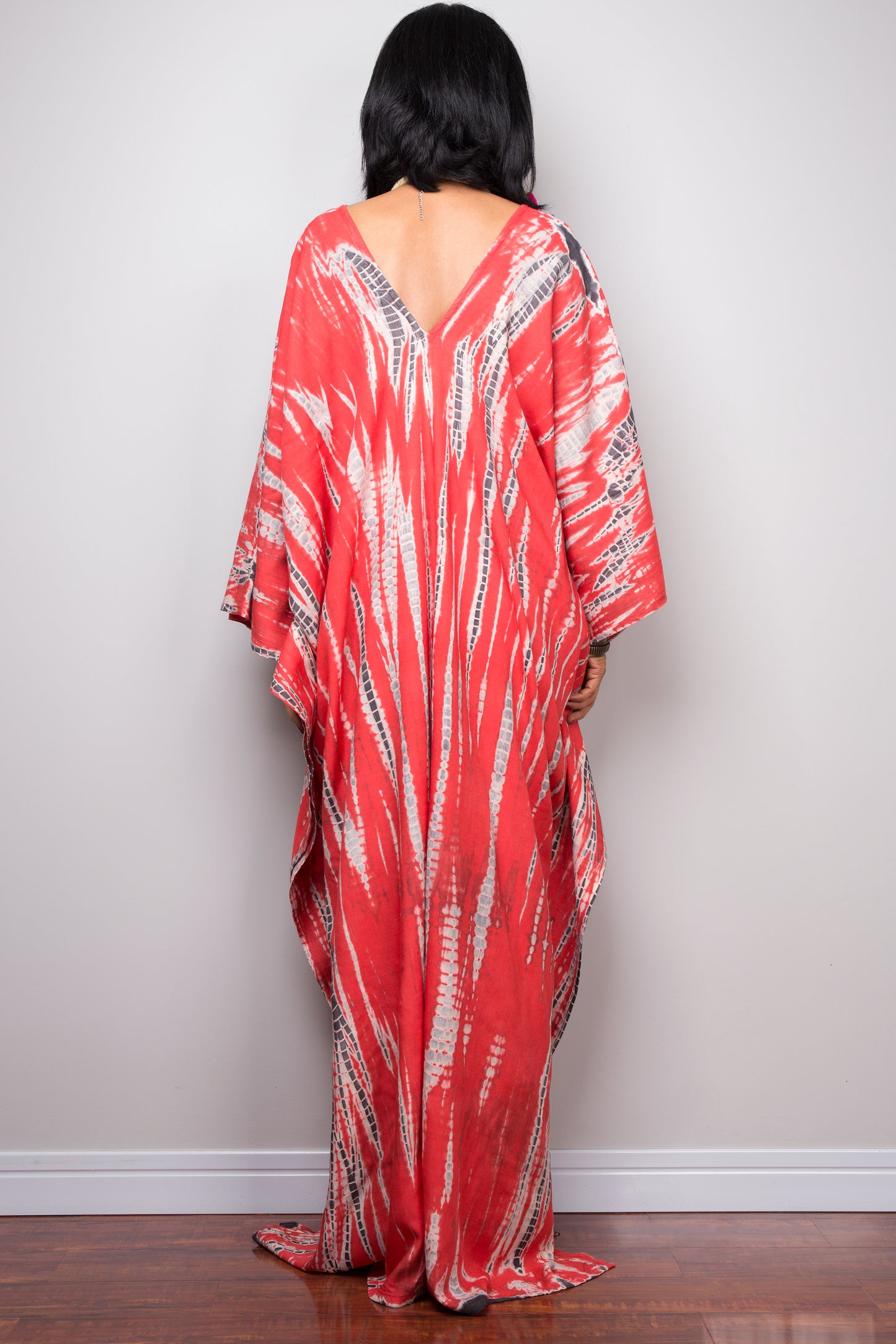 Tie dye kaftan, Beach dress, Long red Maxi dress, resort Kaftan, Summer kaftan,