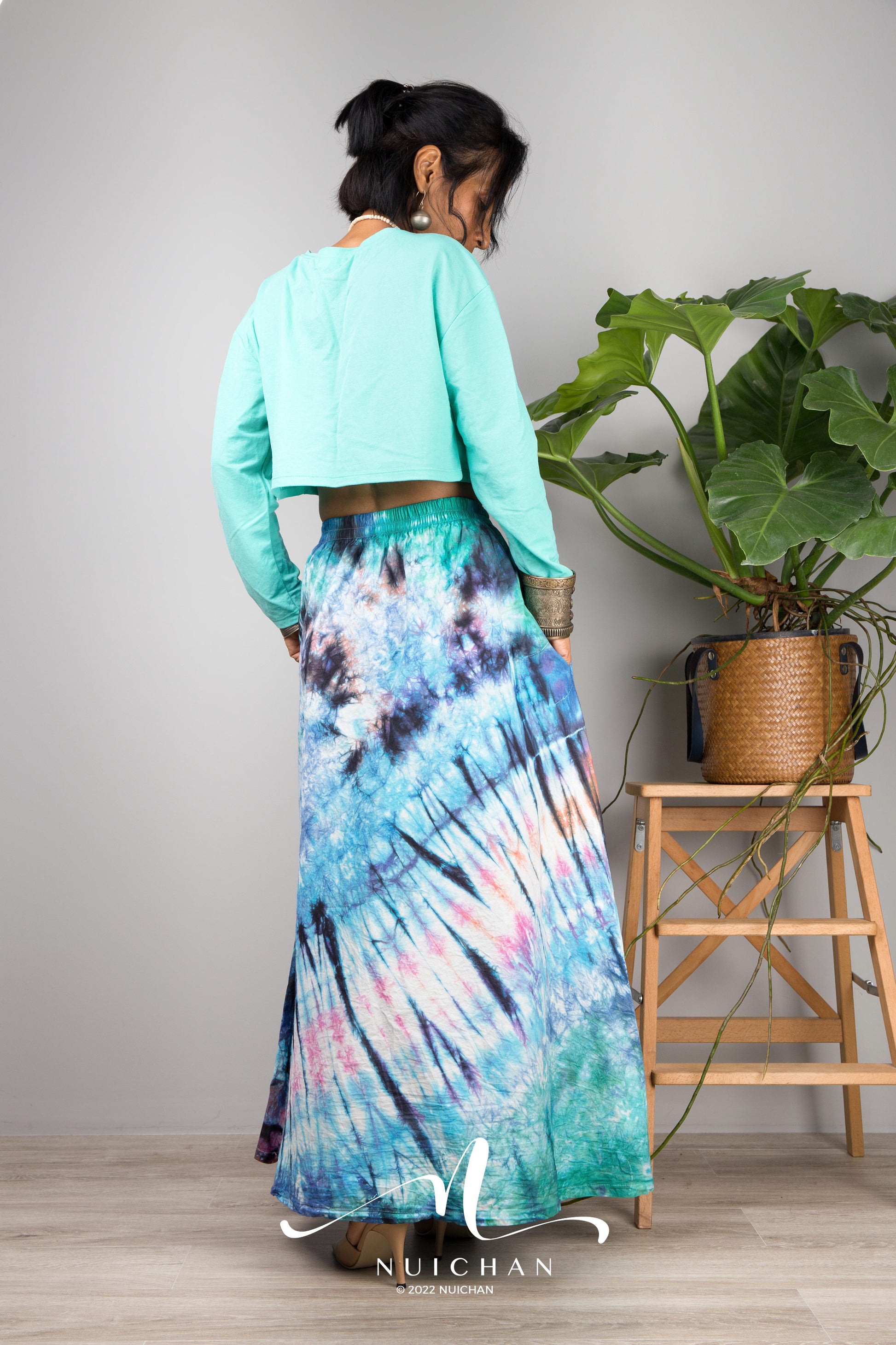 Nuichan Women's Tie dye skirt | Hippie maxi skirt online