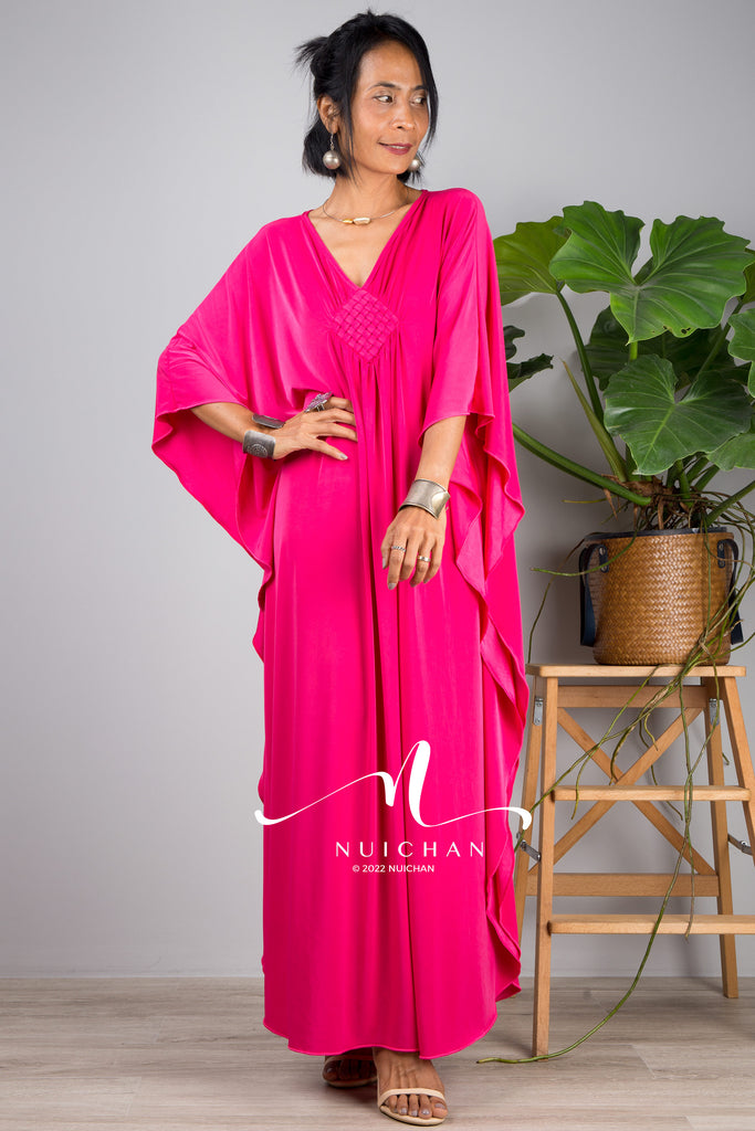 Small Kaftan dresses online. Hot pink kimono kaftan dress by Nuichan