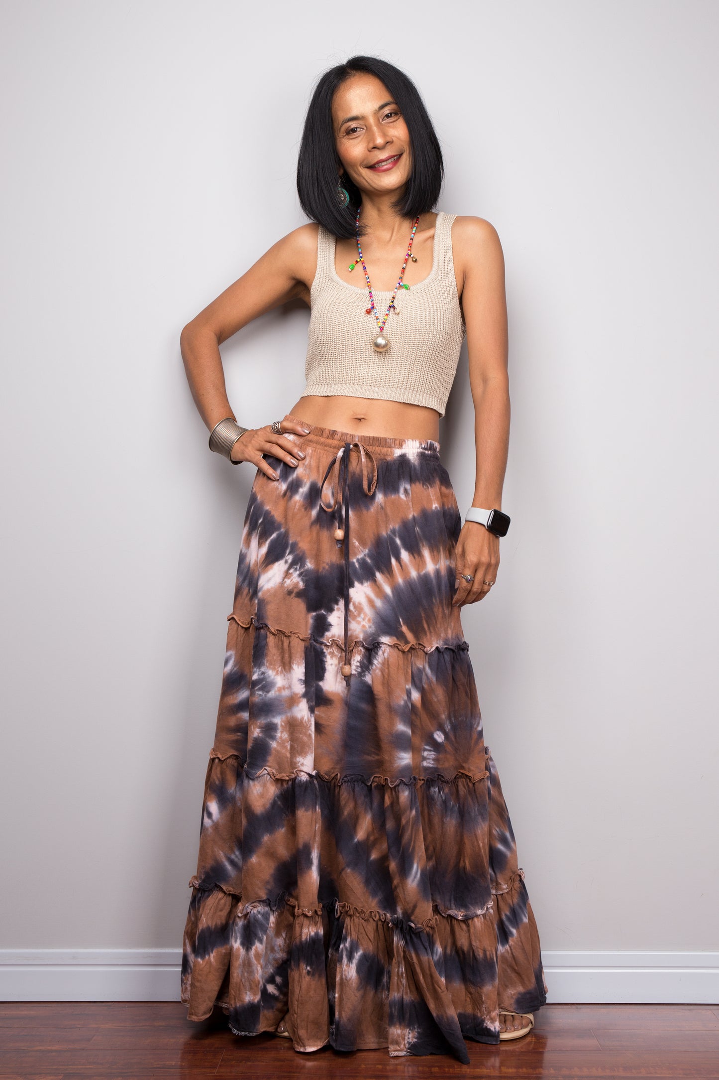 Tie dye skirt | Tiered maxi skirt | Boho skirt