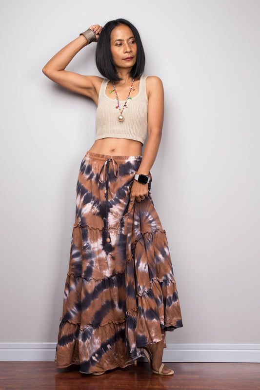 Tie dye skirt | Tiered maxi skirt | Boho skirt