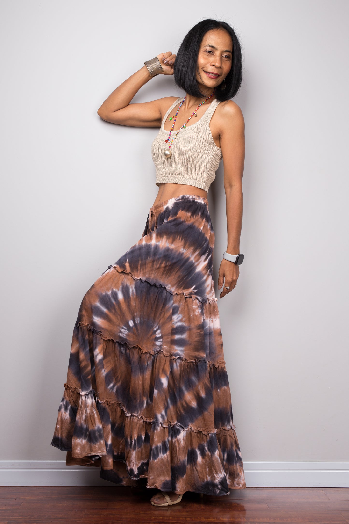 Tie dye skirt | Tiered maxi skirt | Boho skirt