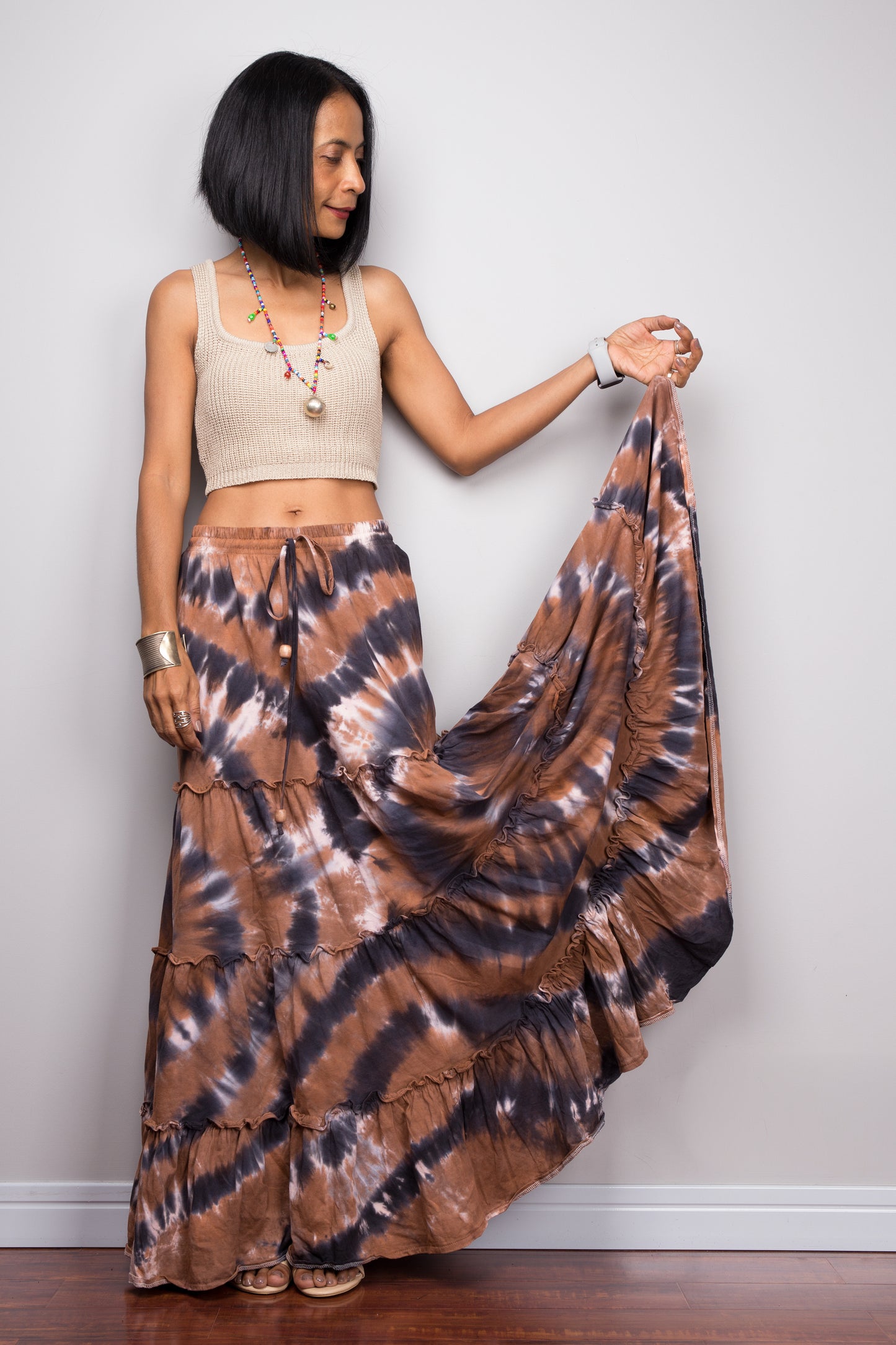 Tie dye skirt | Tiered maxi skirt | Boho skirt