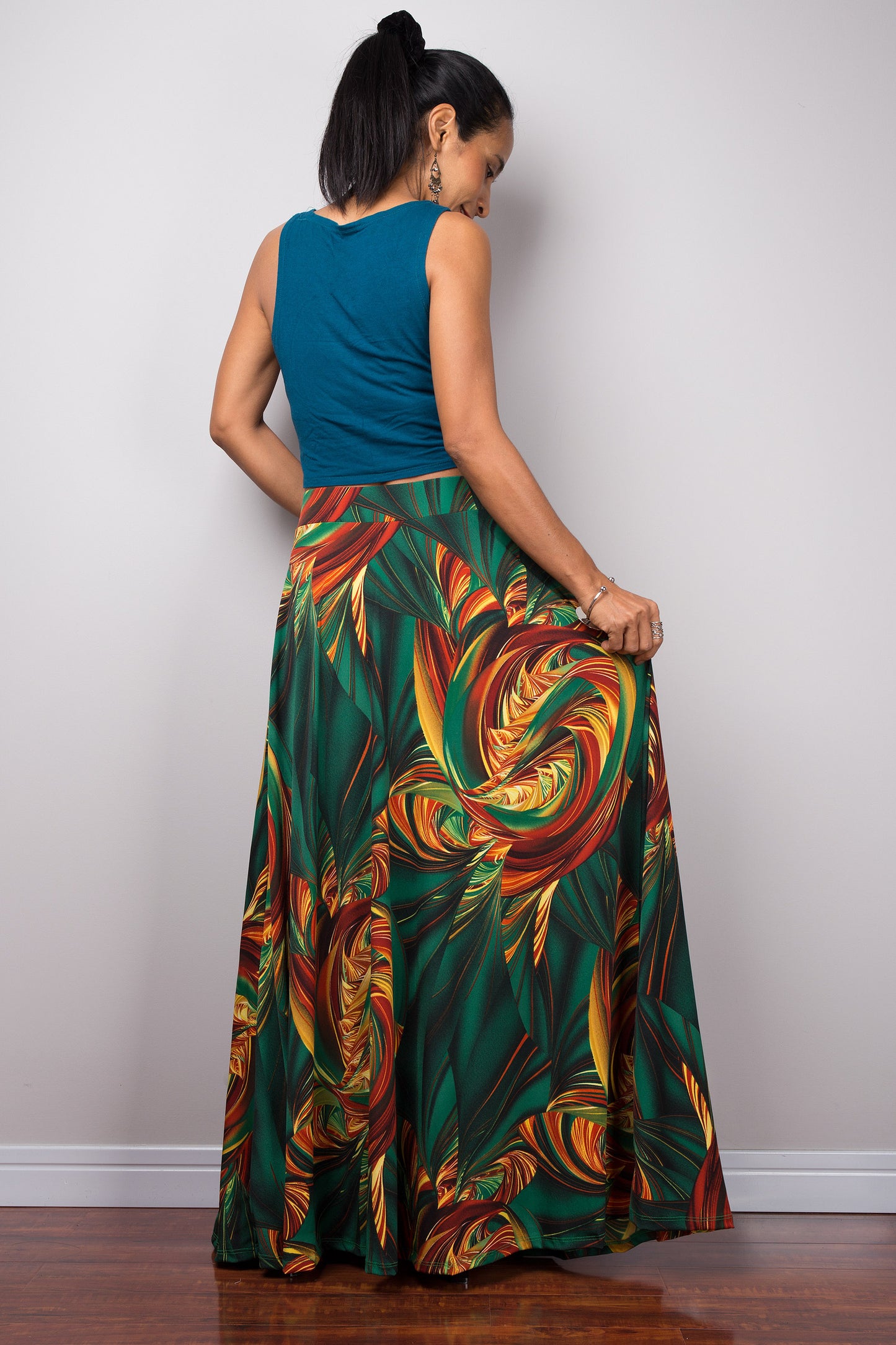 High waist skirt | Tropical maxi skirt | Floor length women's skirt