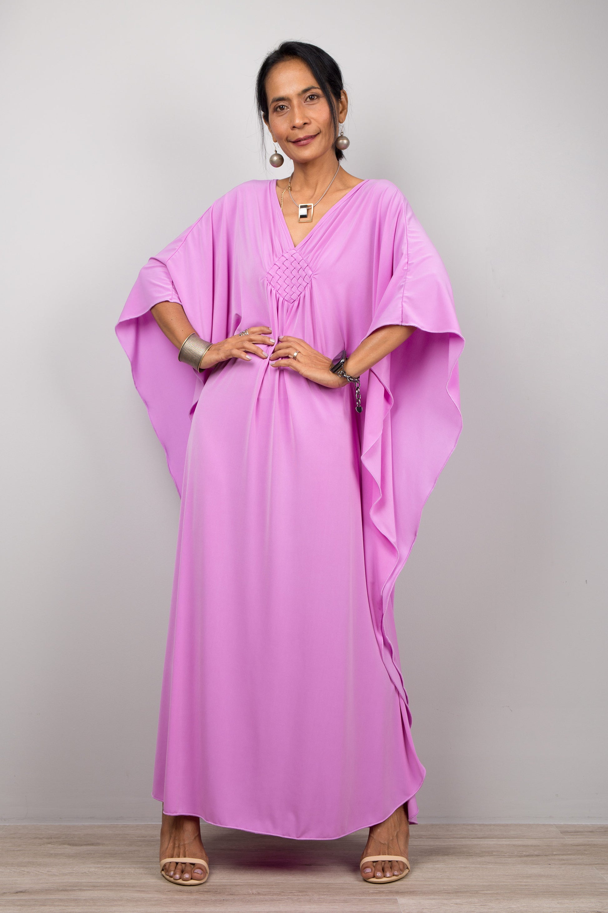 Pink purple kaftan dress by Nuichan for petite women