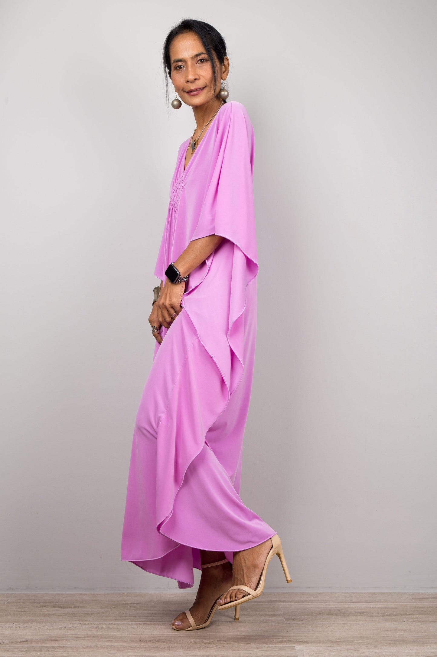 Pink purple kaftan dress by Nuichan for petite women