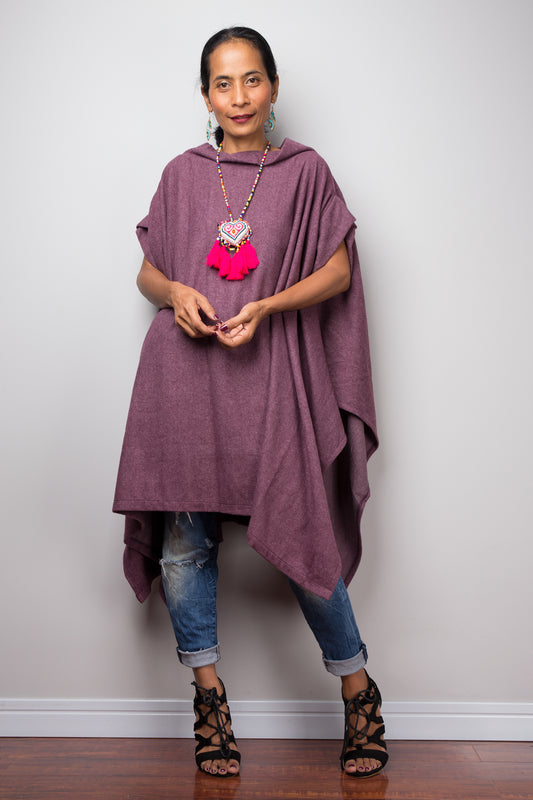 Purple Poncho Cape Sweater