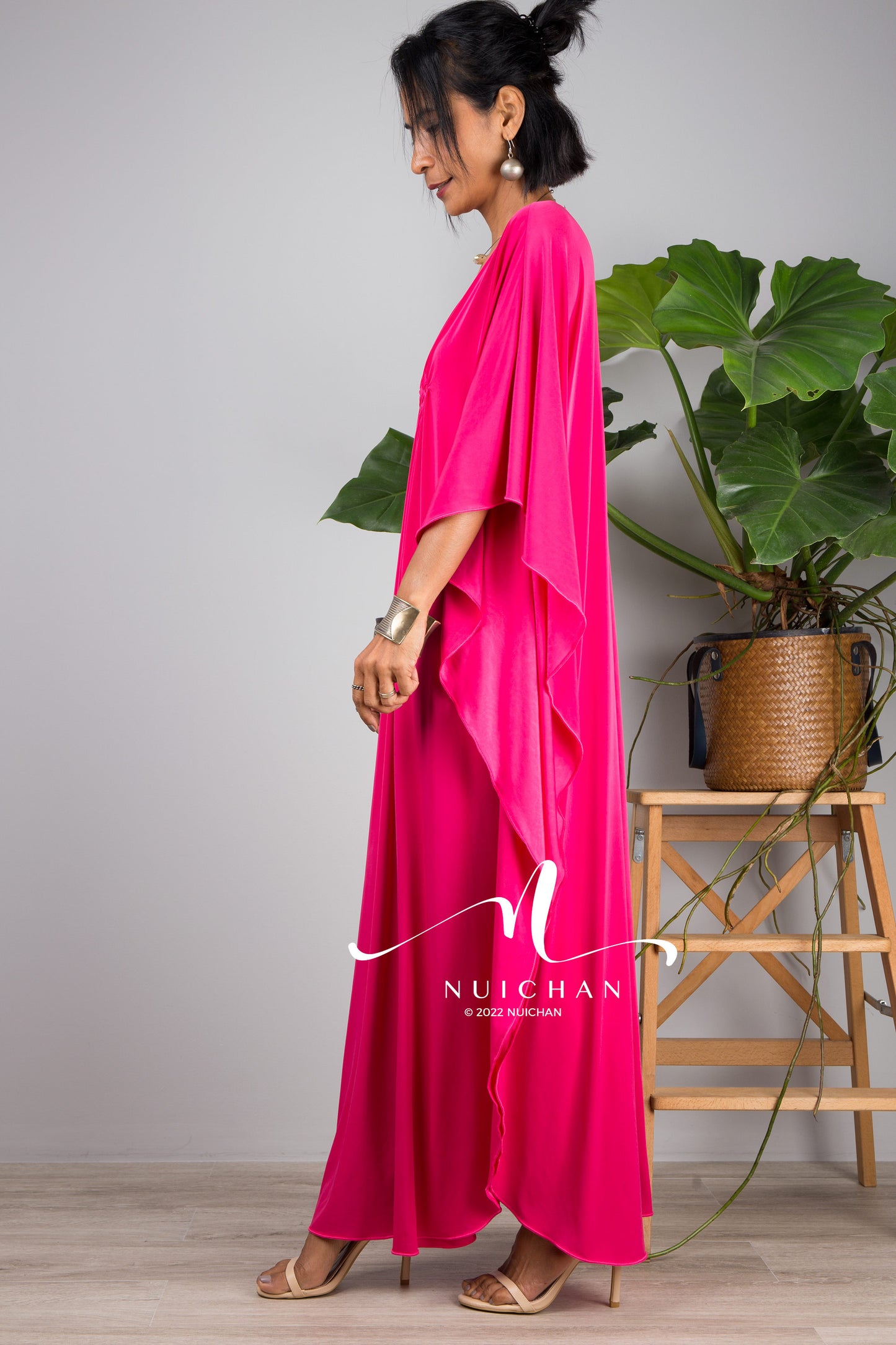 Small Kaftan dresses online. Hot pink kaftan dress by Nuichan