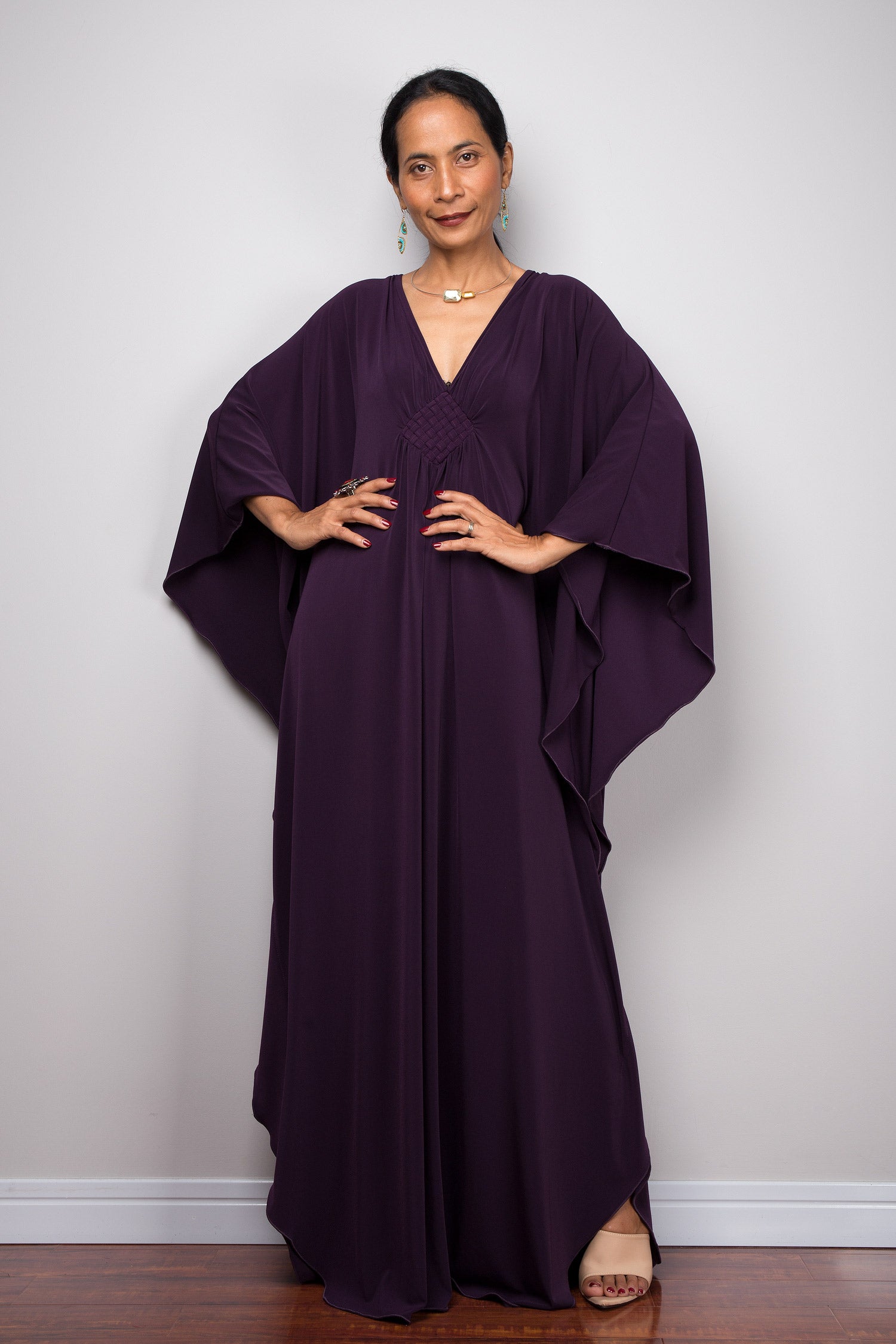 Dark Purple Kaftan Dress for Women Luxury Caftans by Nuichan