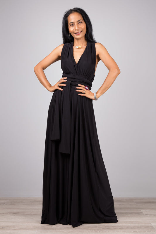 Black convertible dress.  Buy your multiway wrap dress online from Nuichan