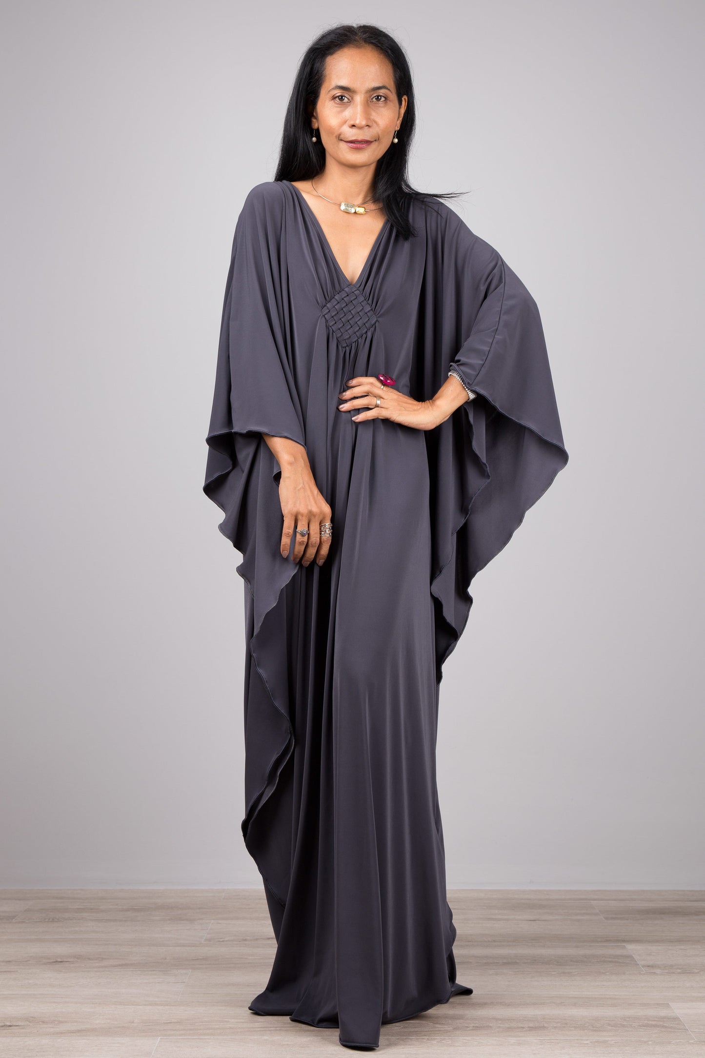 Grey kaftan maxi dress. Buy womens kaftan dress online from Nuichan