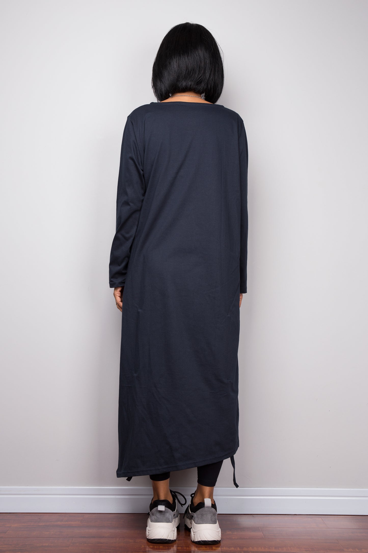 Asymmetrical navy blue tunic dress