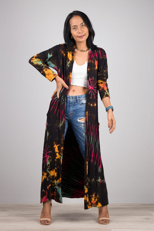 Black tie dye cardigan - front view