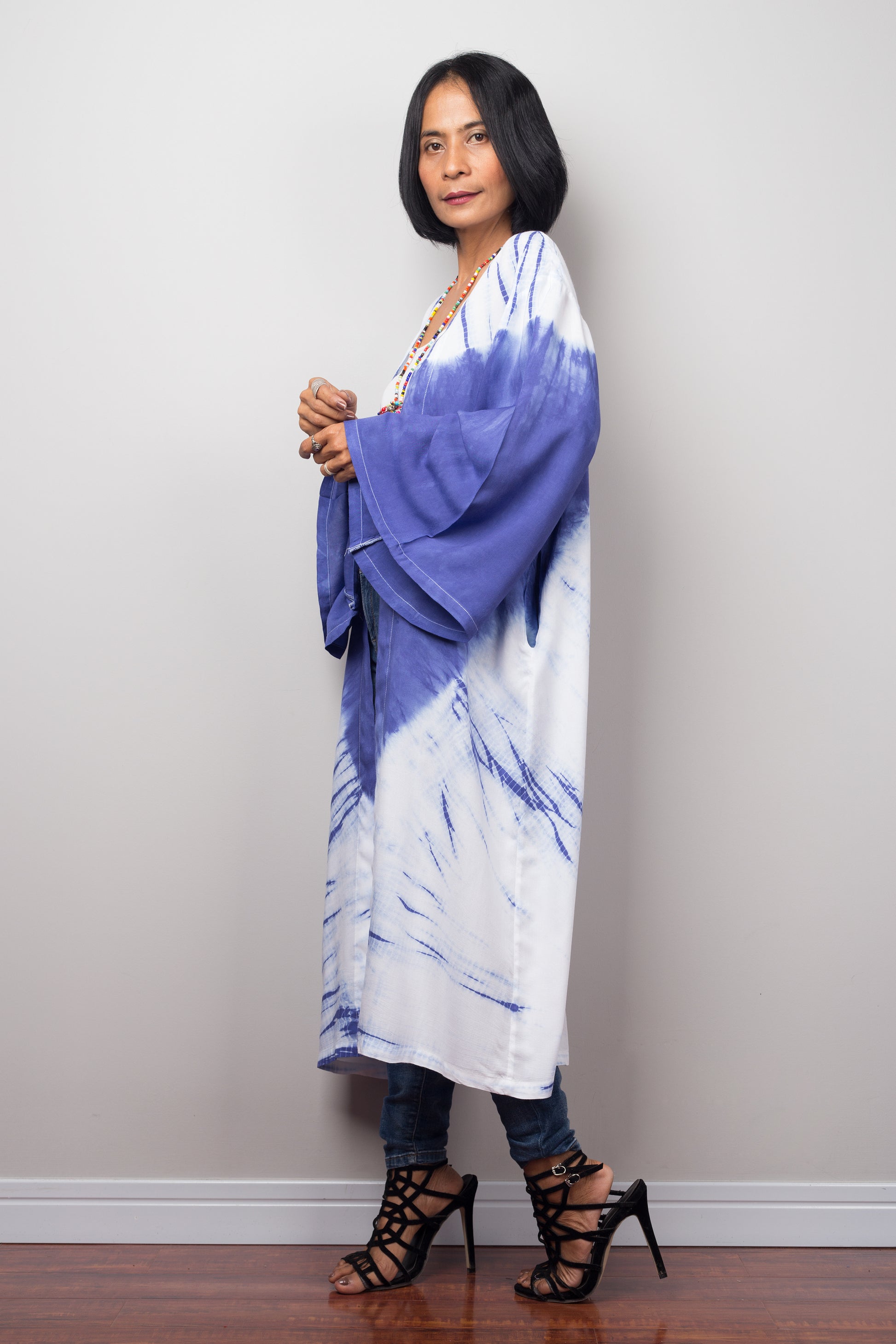 Shibori tie dye robe by Nuichan