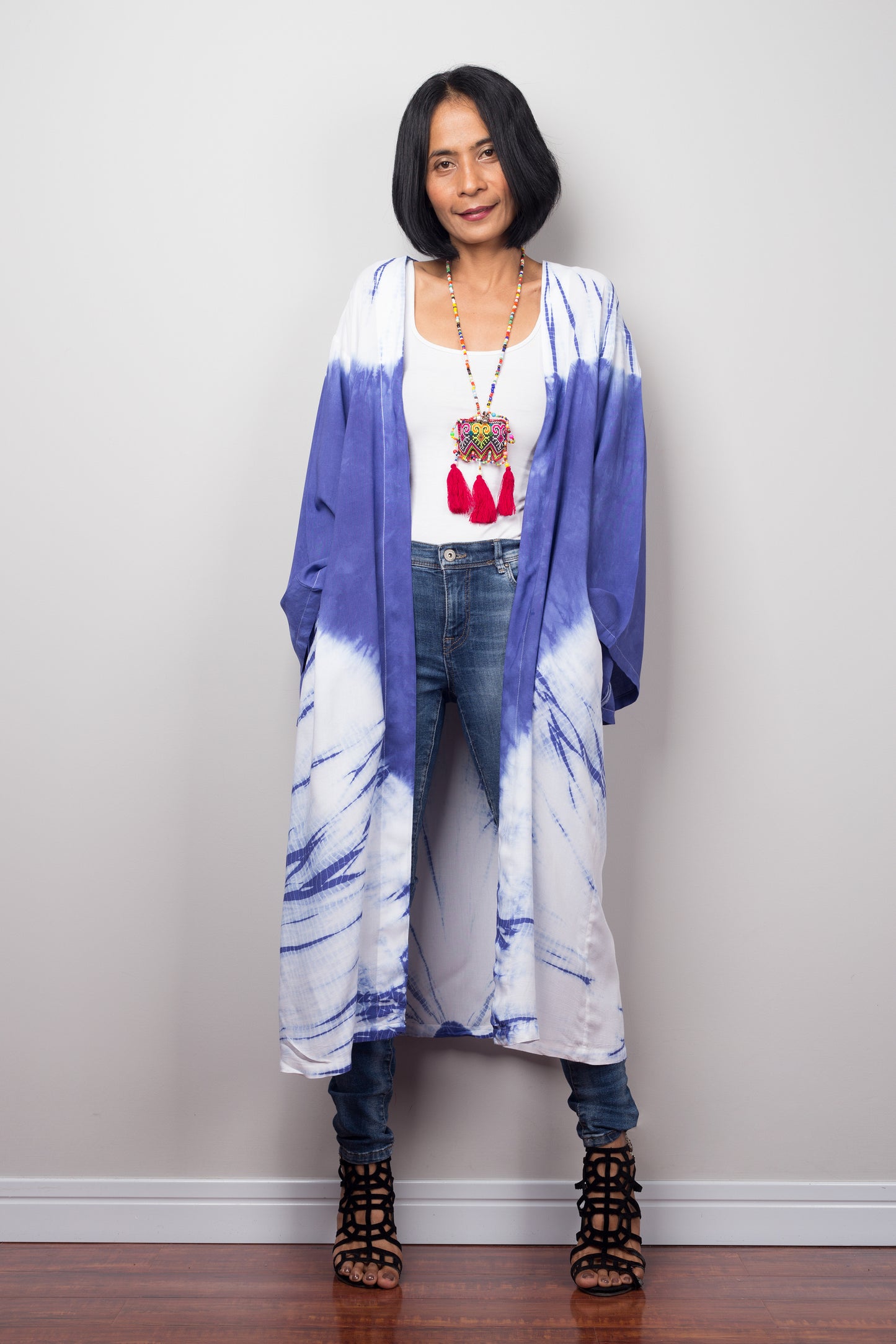 Shibori tie dye robe by Nuichan