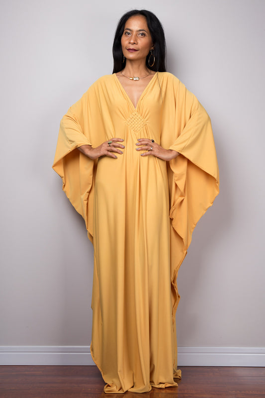 Yellow Kaftan, Maxi Frock Dress, Women's Yellow Kaftan, Kimono Butterfly Maxi Dress, Oversized dress, Loose fit plus size dress, Caftan dress